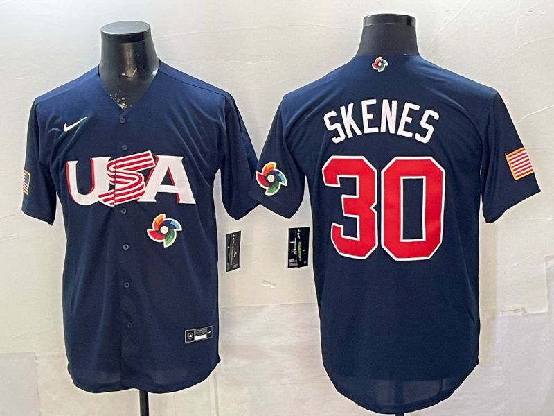 Men 2026 World Cub USA #30 Skenes blue Nike MLB Jersey style 04